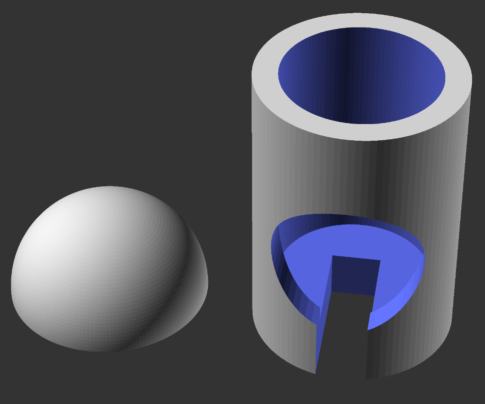 3D render of the two-piece tent pole bungee end cap